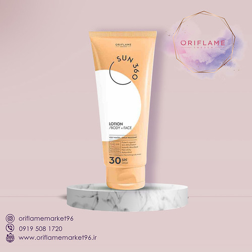 لوسیون ضد آفتاب SPF30 بی رنگ صورت و بدن بزرگ SUN360